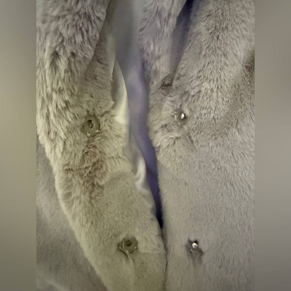 Abercrombie & Fitch Light Gray Faux Fur Coat - Picture 3 of 4